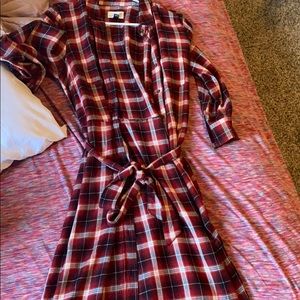 Red plaid dress with buttons down the middle